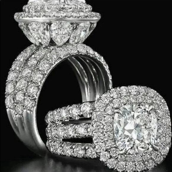 NEW ENGAGEMENT 925 STERLING SILVER DIAMOND RING, BEAUTIFUL RING, SHINY RING - Picture 6 of 7